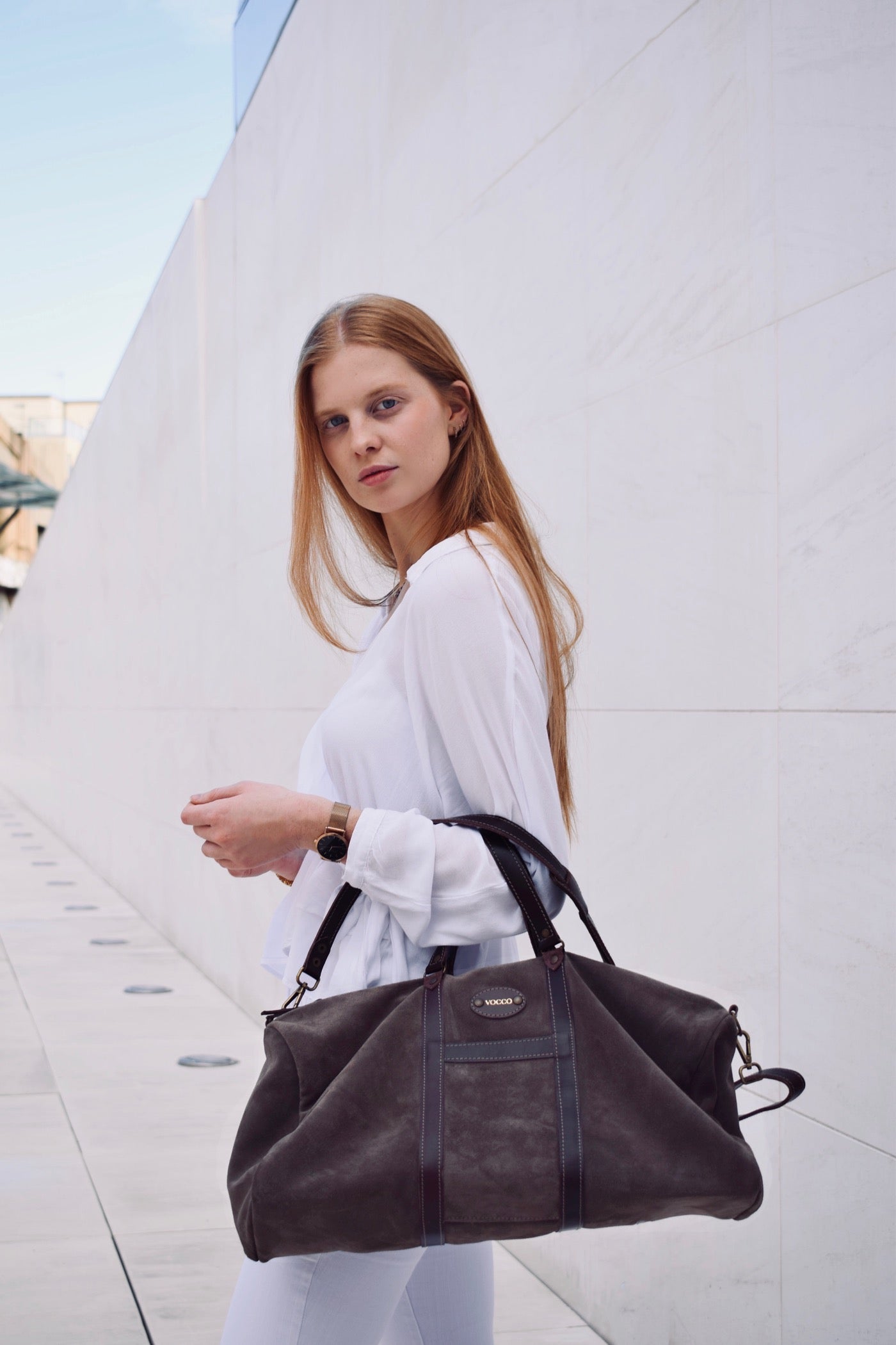 taupe weekender bag